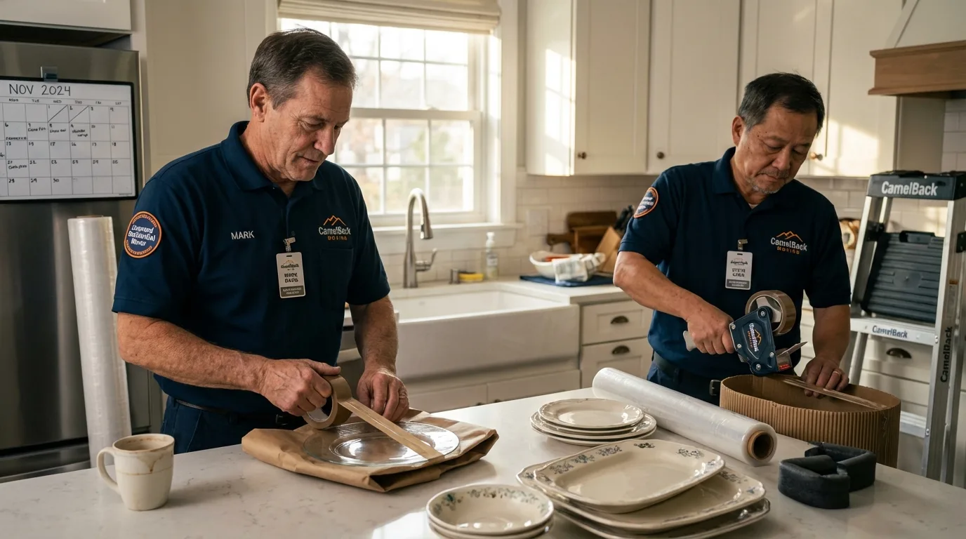 Professional crew packing kitchen dishware in Wynne, AR